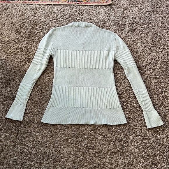 TheOpen Product Blue V Neck Ribbed Sweater Bell Sleeves Women's Size S - Picture 8 of 13